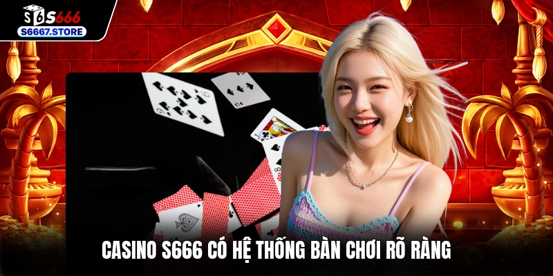 Casino S666 có hệ thống bàn chơi rõ ràng